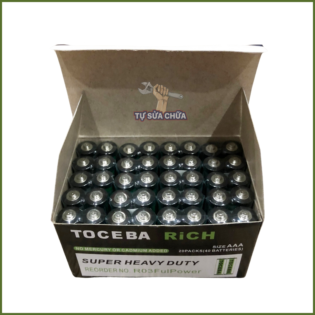 Hộp 40 viên pin đũa AAA Toceba - Pin nhí không thủy ngân