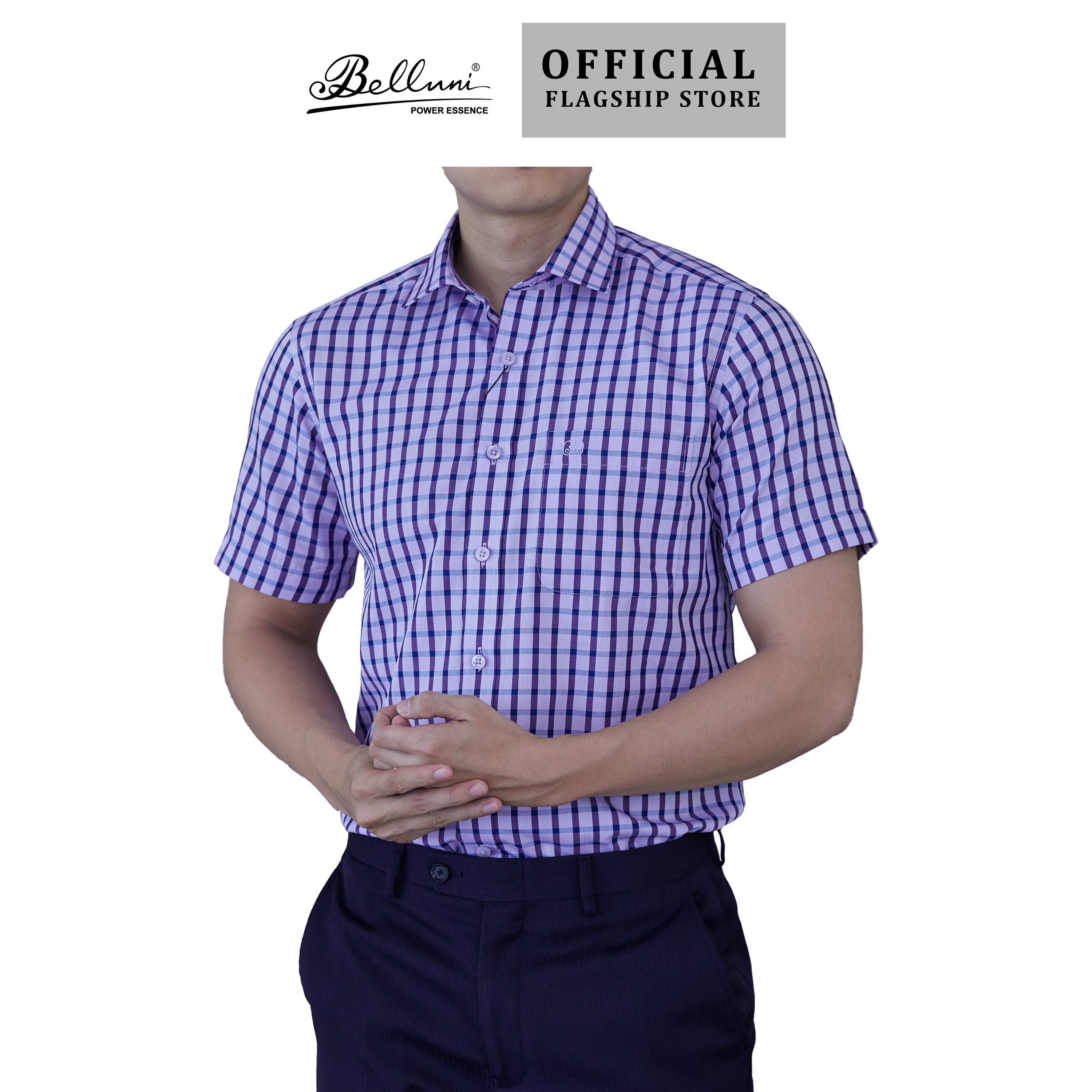 [New Arrival] Áo sơ mi nam ngắn tay BELLUNI vải sợi dừa - ABN.CCP.BE.253.V4