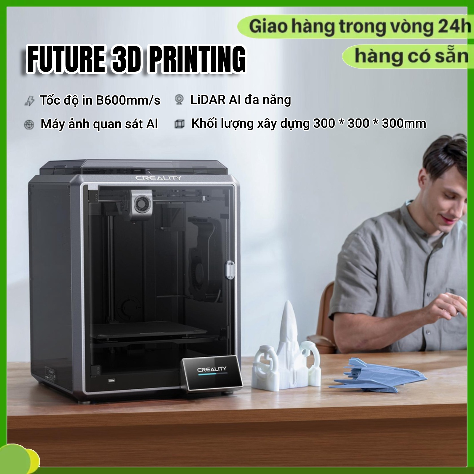 Máy in 3d creality k1 max, vật liệu tiêu hao in 3d, tốc độ cao và độ chính xác cao size 300 300mm