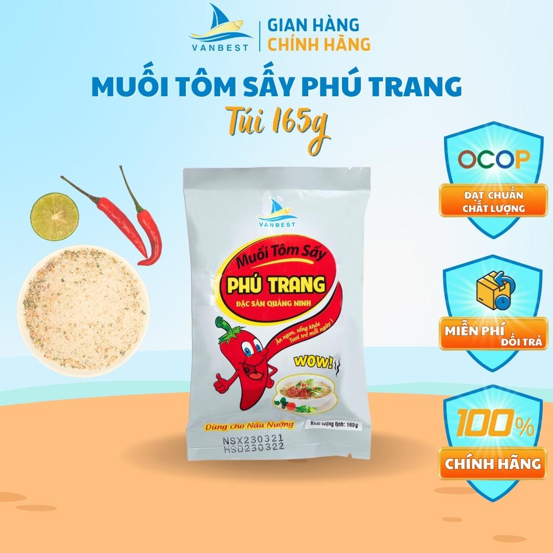 Đặc sản muối sấy tôm Phú Trang 165g Vanbest muối chấm hoa quả chấm hải sản cao cấp, muối chấm hoa quả trái cây chính hãng