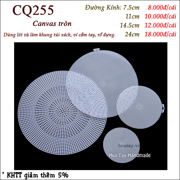 Canvas Tròn - Dùng làm khung túi ví đan móc len sợi Cq255