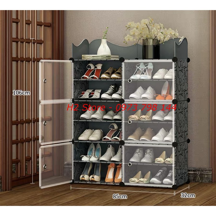 Tủ nhựa đựng giày dép lắp ghép 12 ngăn - kệ để giày