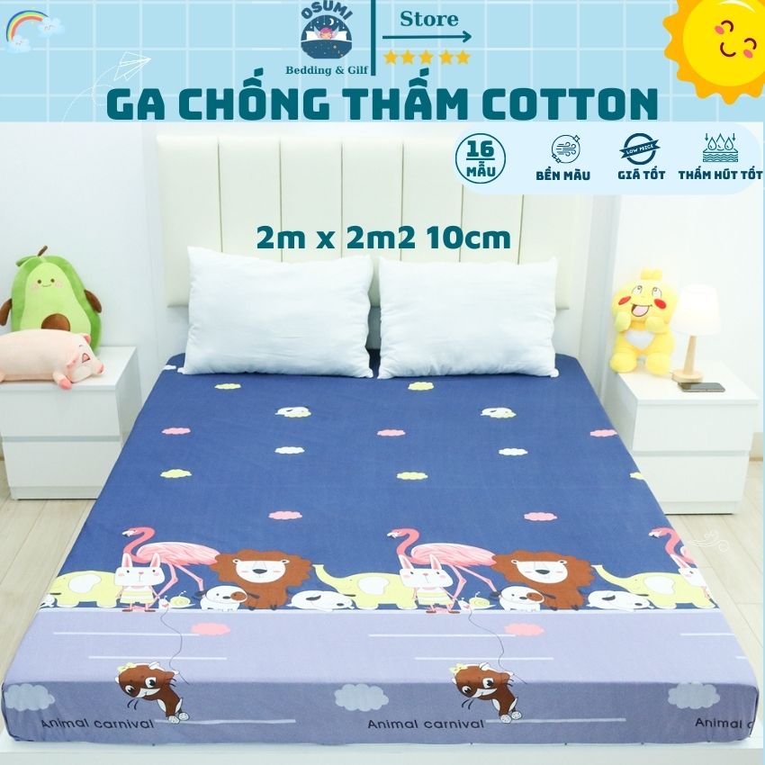 Ga chống thấm cotton 100% , ga giường chun bọc đệm cotton đủ size nệm 2m x 2m2 x 10cm