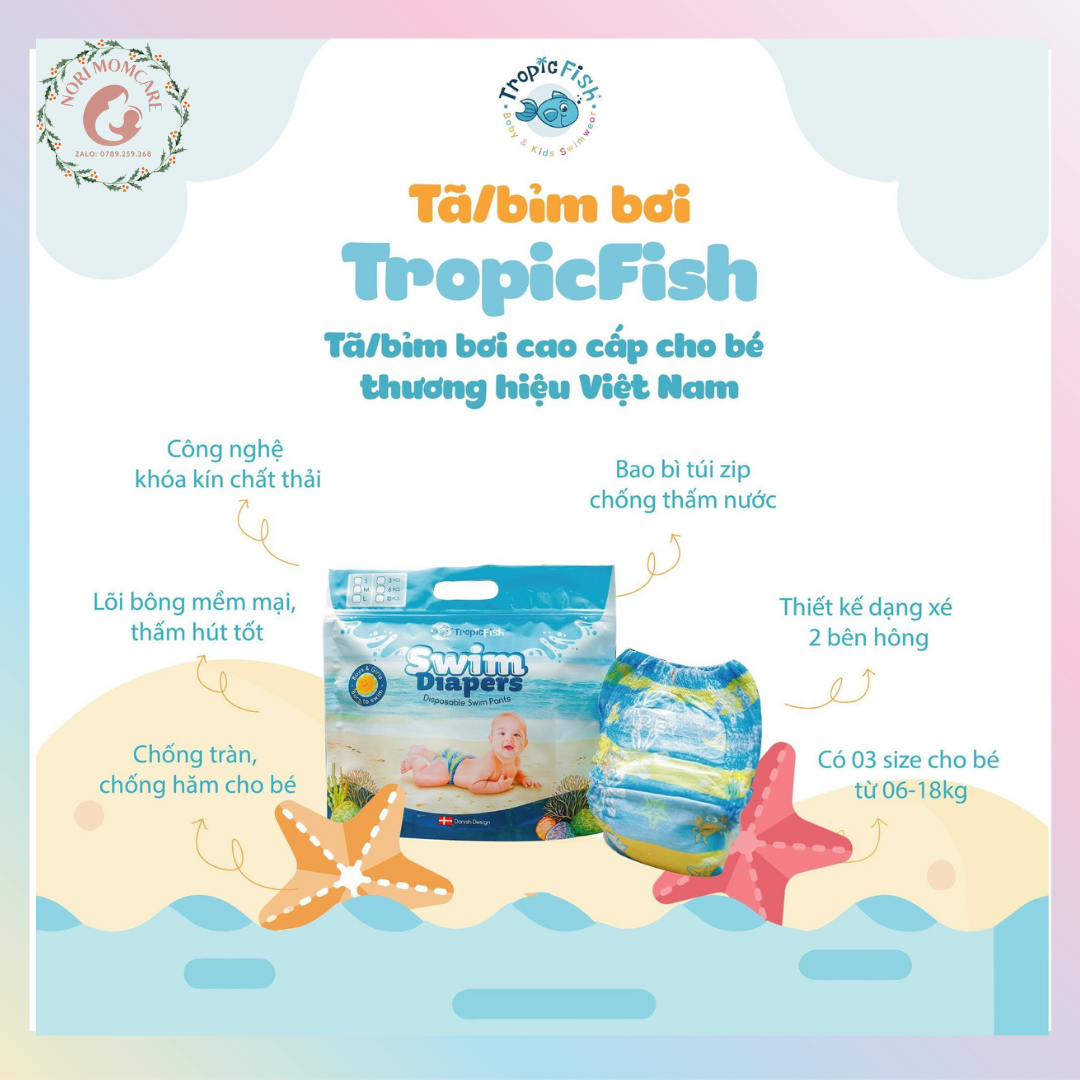 Tã bỉm bơi cho bé tropic fish sản xuất tại đan mạch đủ size s m l