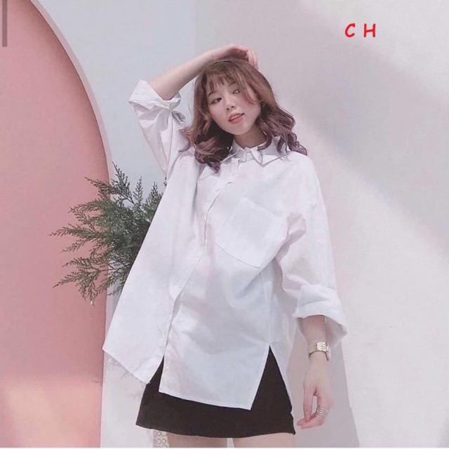 Áo sơ mi thụng xẻ tà ch12