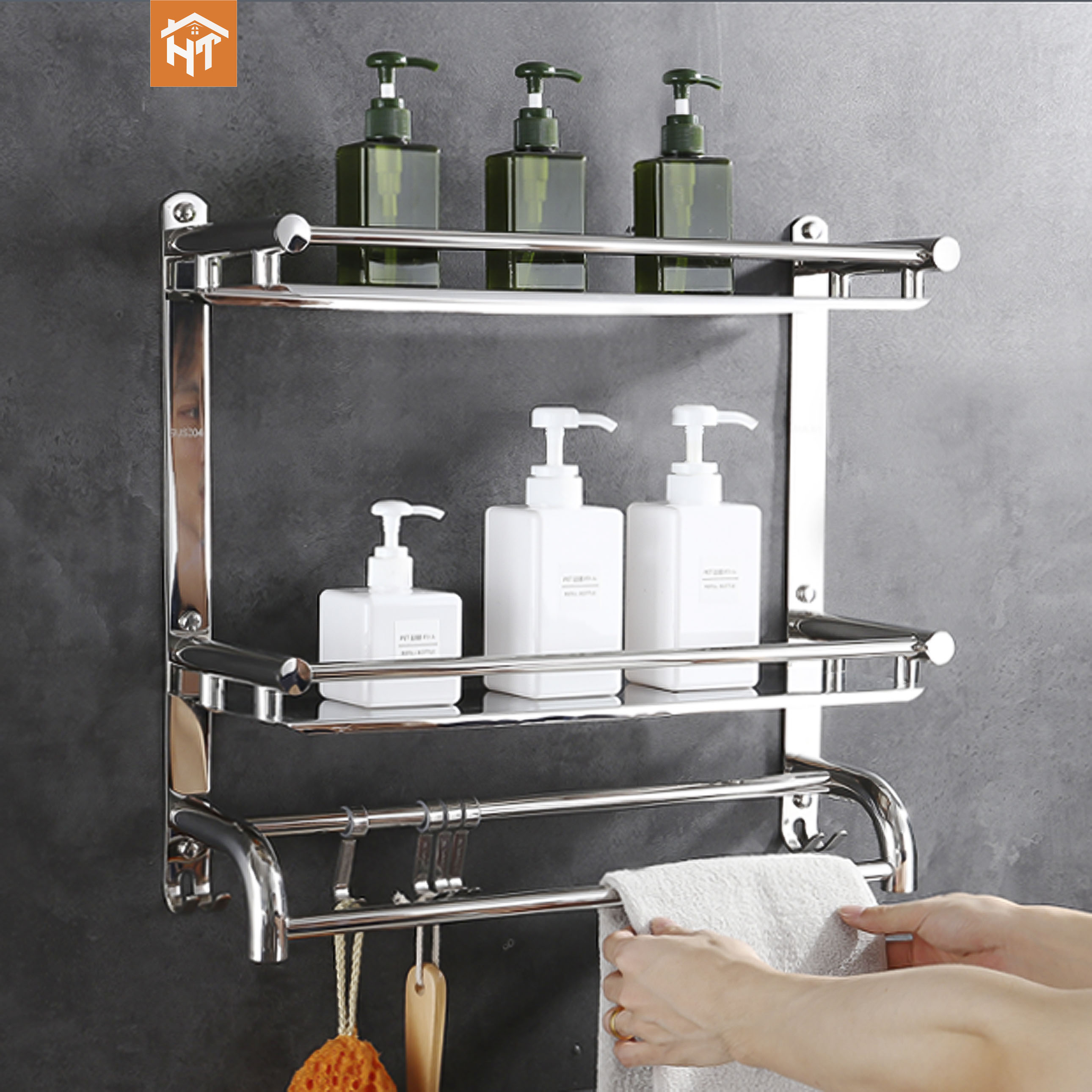 Kệ đôi phòng tắm để xà bông Inox SUS 304 sáng bóng & cao cấp & bảo hành 1 năm