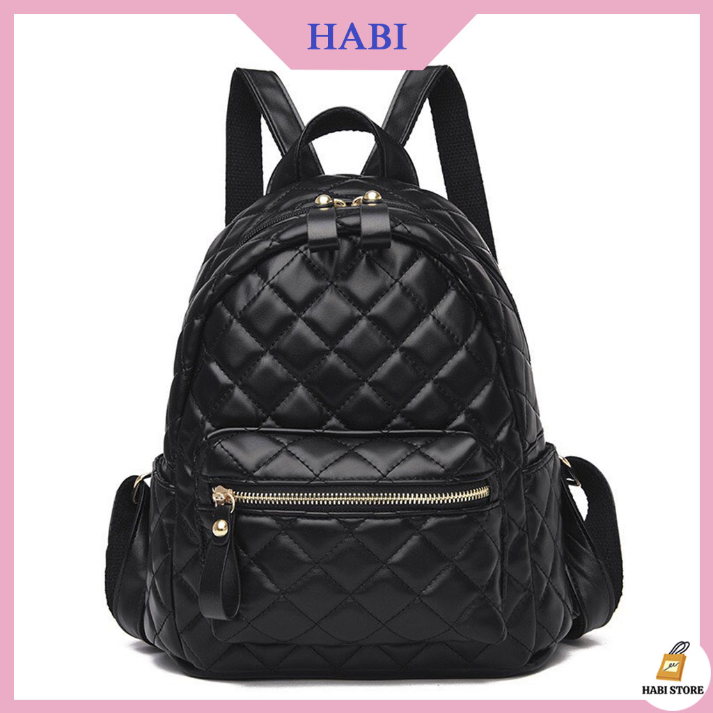 Balo đi học đi du lịch trần trám size 40 hai màu đen trắng, Balo thời trang đi học M304