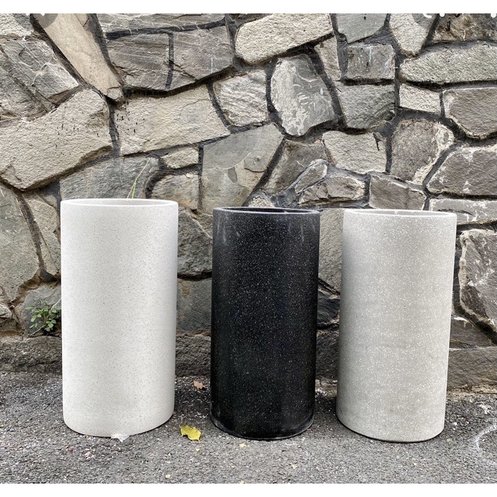 Chậu trồng cây xi măng đá mài trụ tròn 30x60cm