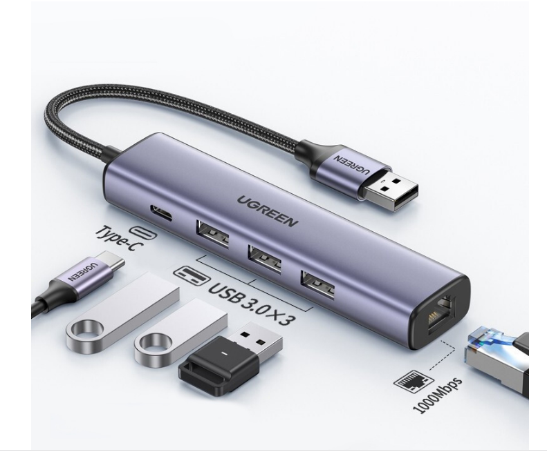 Bộ chia hub usb 3.0 sang lan 100/1000 + 3xusb 3.0 ugreen 20915