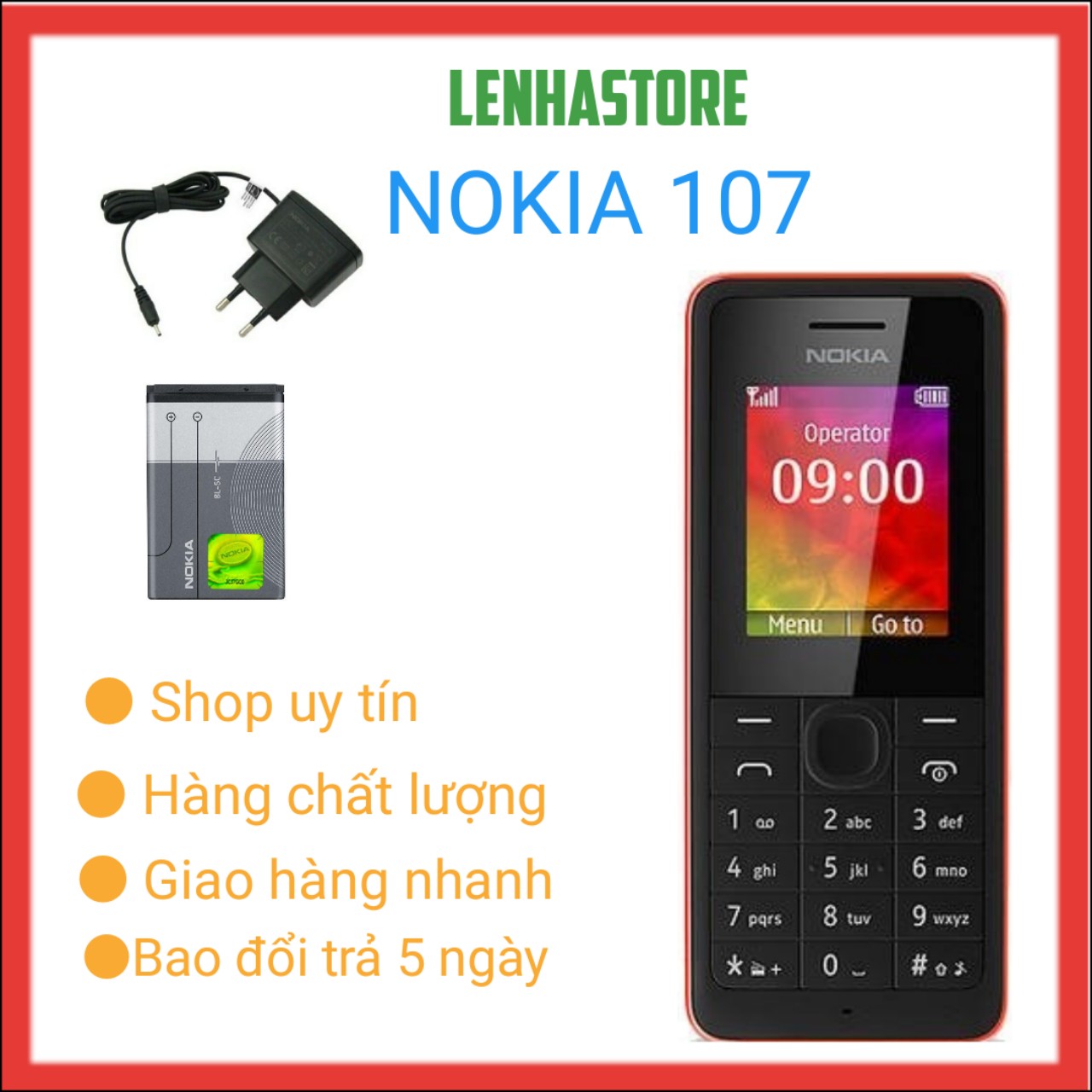 Điện thoại giá rẻ nokia 107 tặng pin sạc