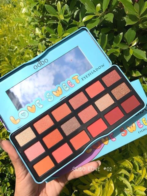 Phấn mắt Odbo Love Sweet 18 ô nhũ tone cam của Thái Lan