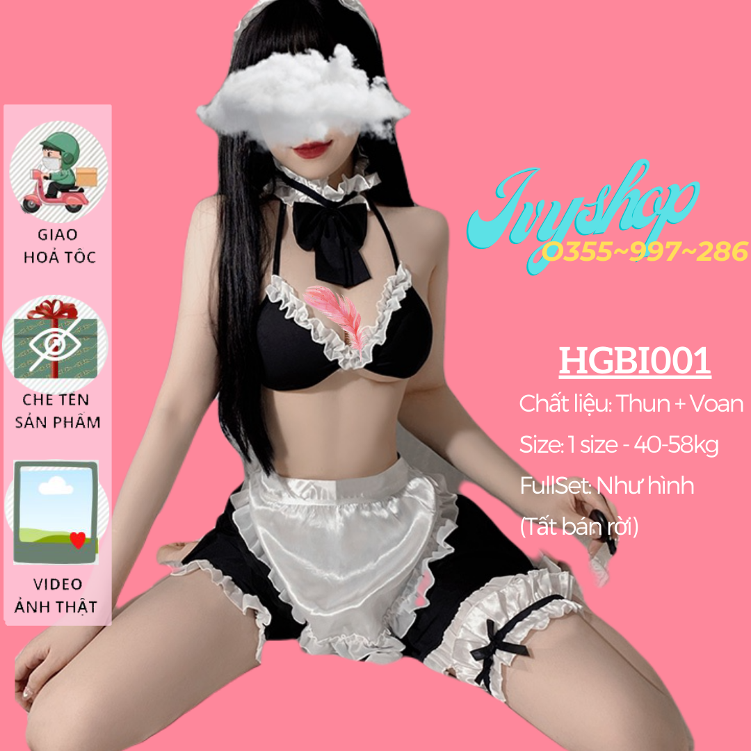 Bộ Đồ Ngủ Cosplay Hầu Gái Sexy [HÀNG CAO CẤP] Đầm Ngủ Cosplay Sexy Giúp Việc - HGBi001