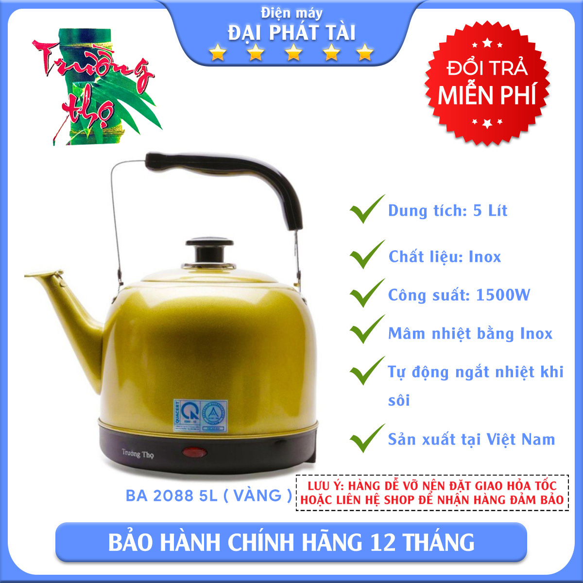 Ấm siêu tốc trường thọ ba 2088