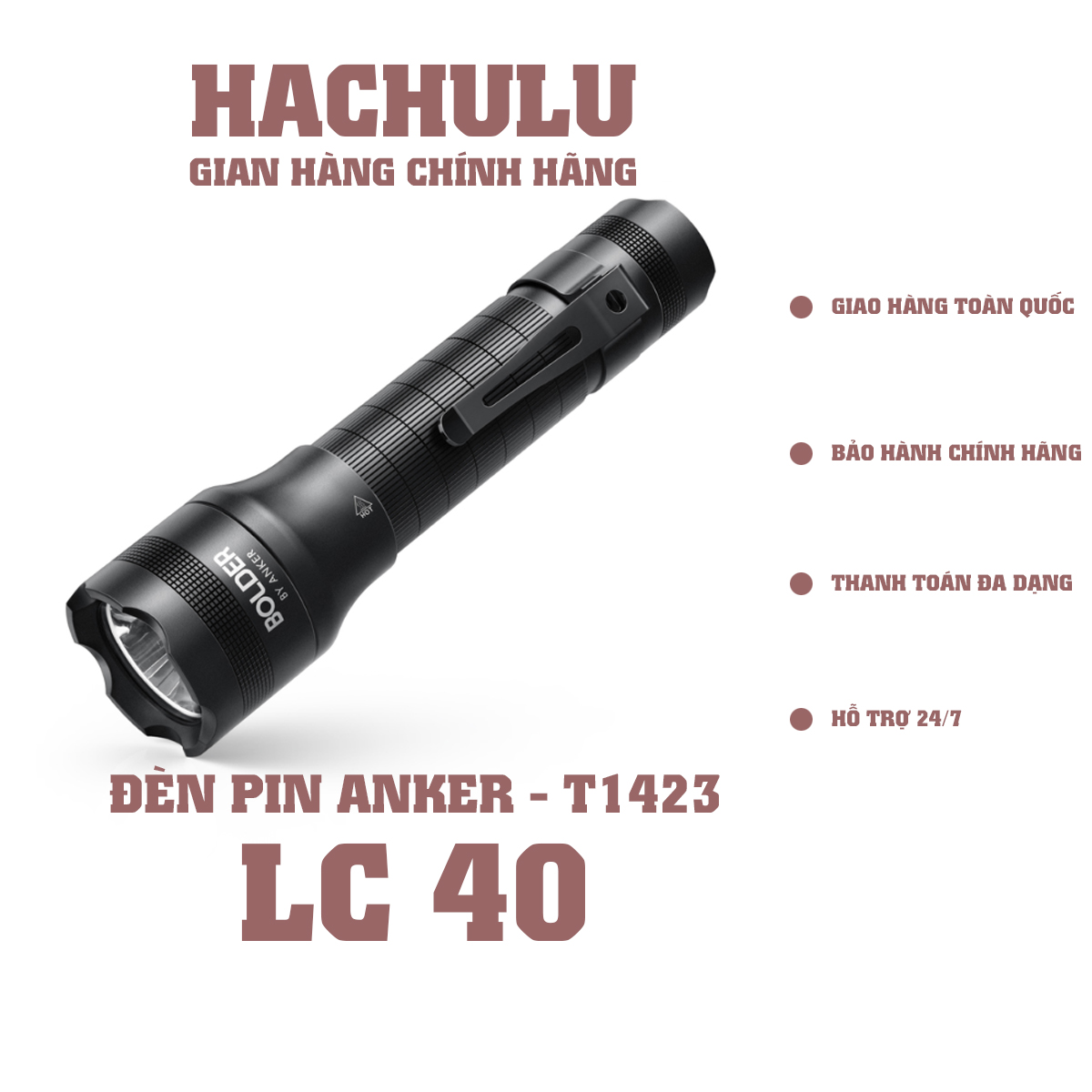 Đèn pin siêu sáng ANKER Bolder LC40 - T1423 - Hàng chính hãng - BH 18 tháng