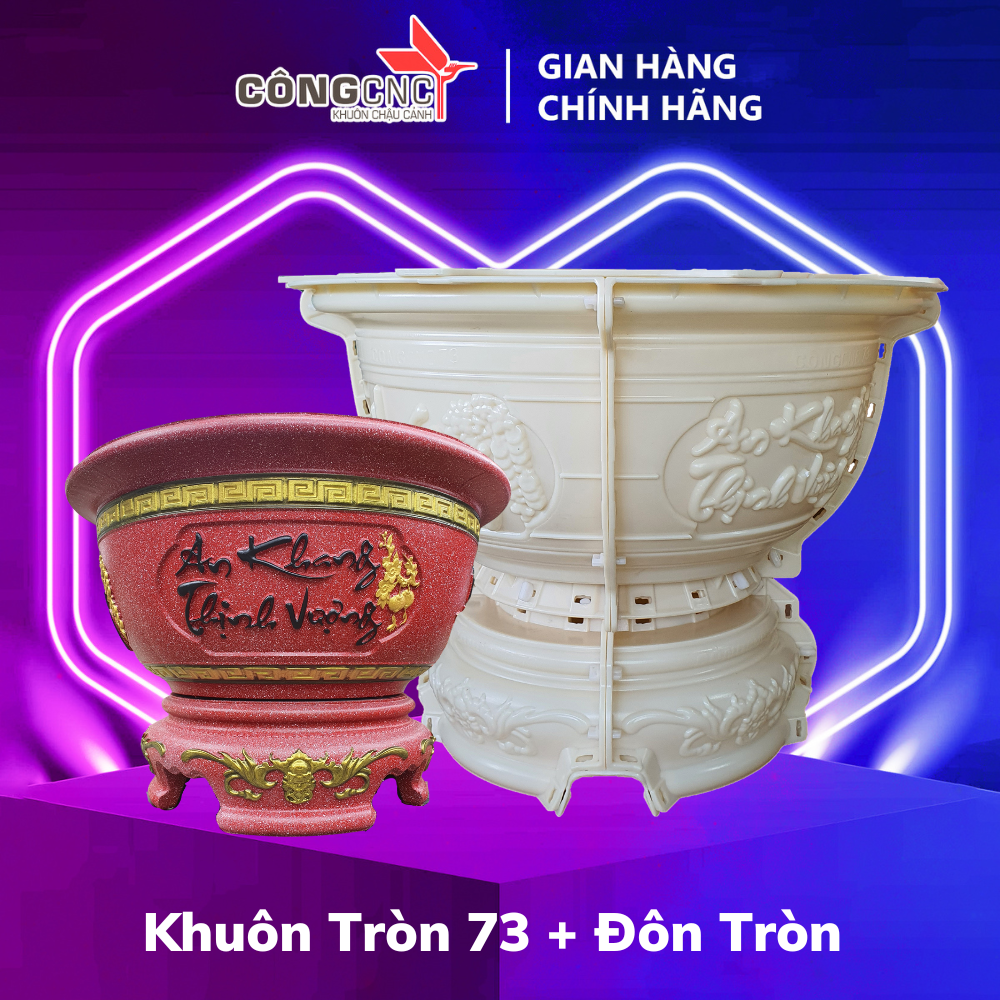 Khuôn chậu nhưạ abs, khuôn đổ chậu tròn 73 + khuôn đôn tròn 73