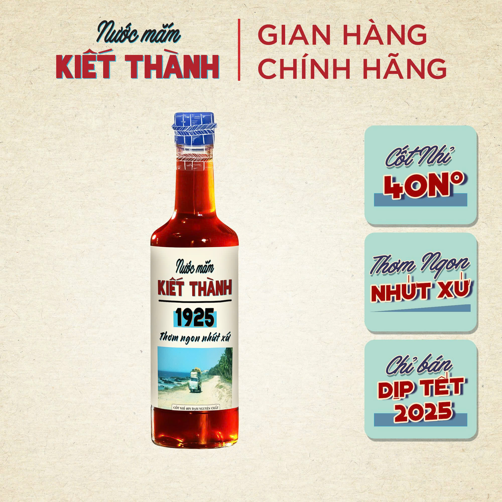 01 Chai Nước mắm Kiết Thành Thơm Ngon Nhứt Xứ 500ml Cốt Nhỉ 40 Độ Đam Nguyên Chất - Nước Mắm Tĩn