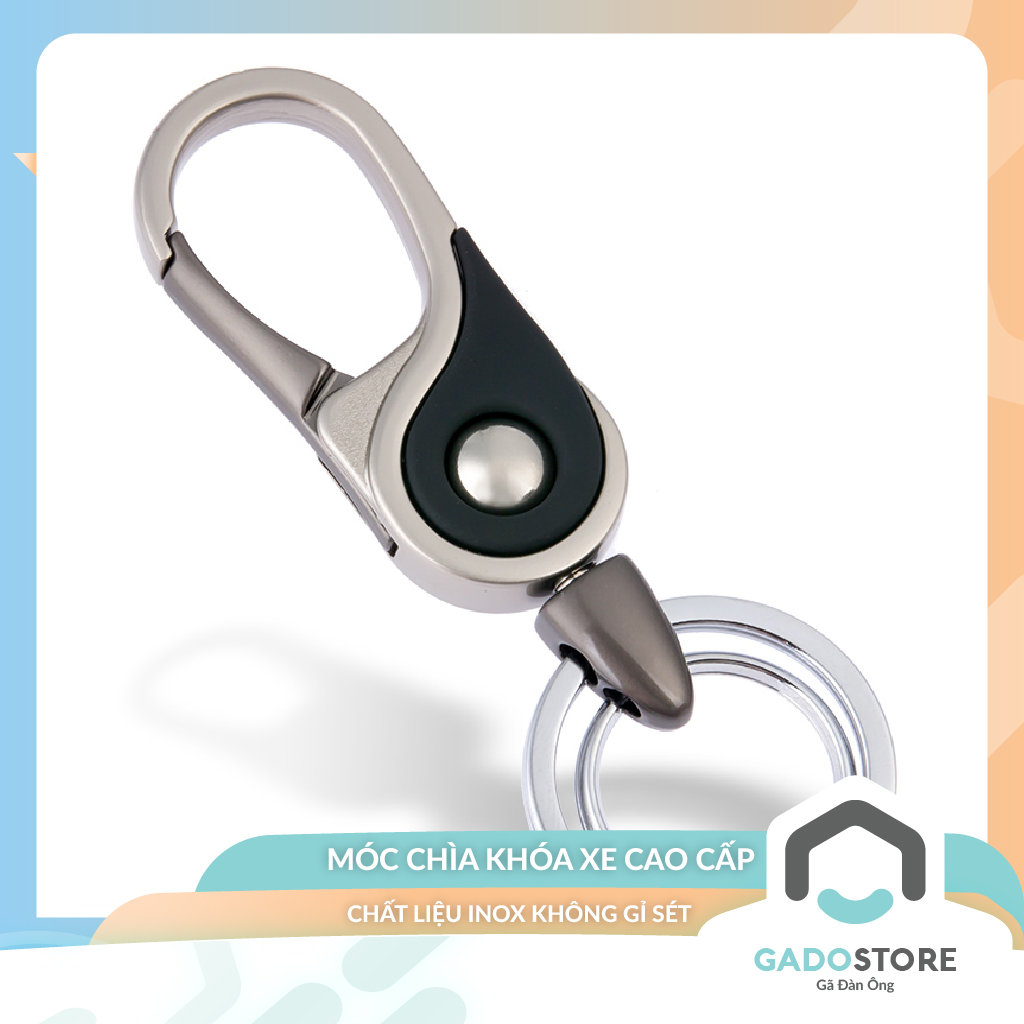 Móc khoá xe cao cấp GADO có chốt đeo lưng quần chất liệu inox không gỉ K073