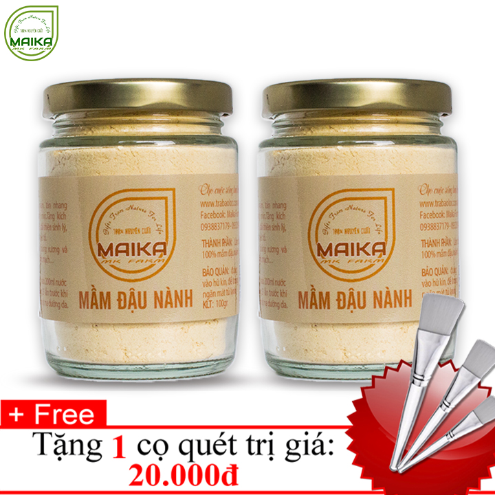 Combo 2 Mầm Đậu Nành Nguyên Chất MK Farm (100g/hũ) + Tặng Cọ Quét