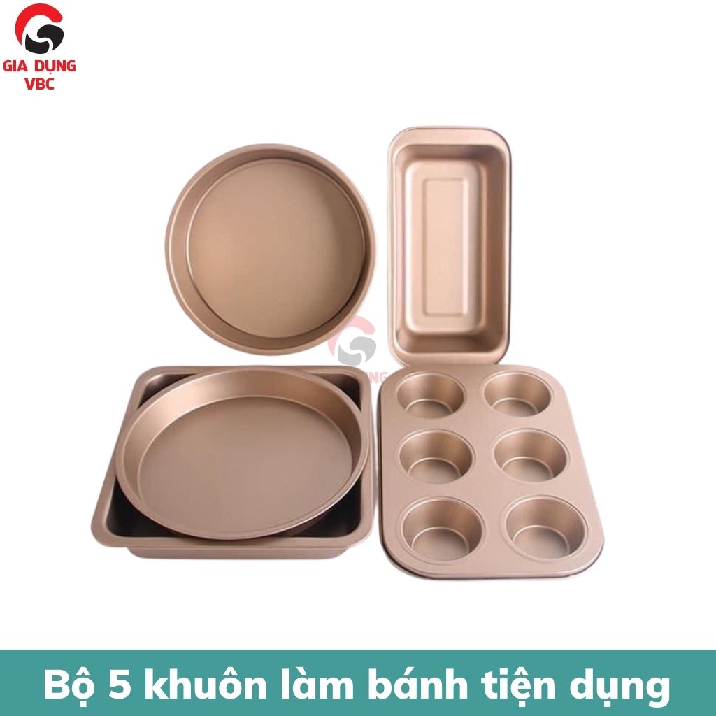 Bộ 5 khuôn làm bánh tiện dụng , Khuôn làm bánh cacbon cao cấp