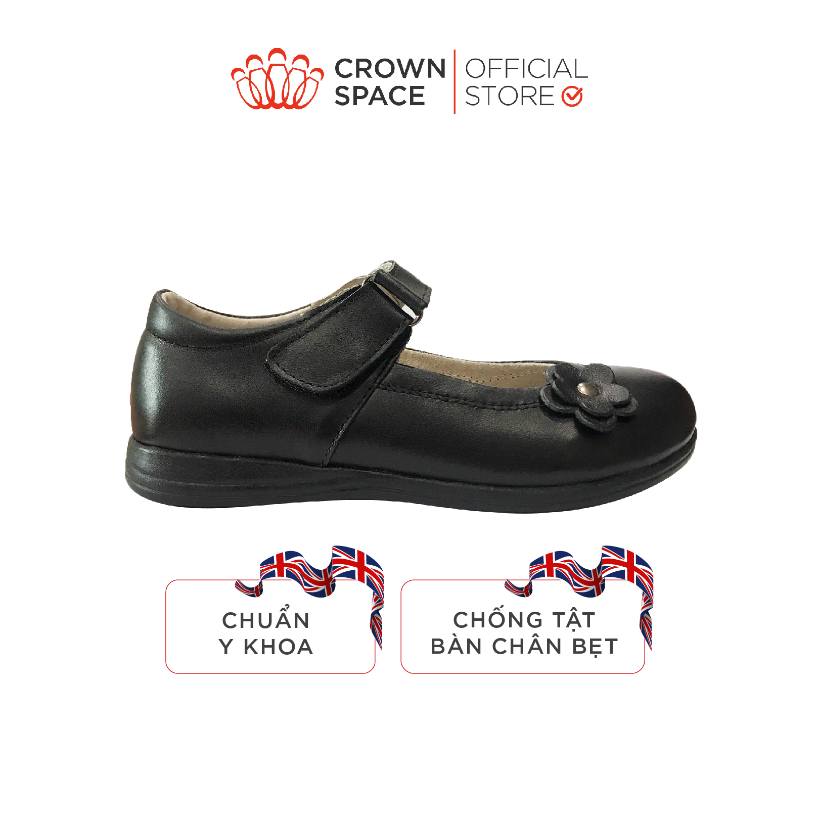 Giày Búp Bê Đi Học Bé Gái Crown Space UK School Shoes CRUK3039 Cao Cấp Nhẹ Êm Thoáng Mát Size 30-36/4-14 Tuổi