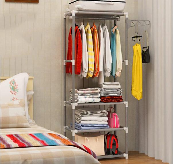 Kệ Treo Quần Áo, Tủ Quần Áo Chữ H Hình Chữ Nhật Đa Năng Có Móc Treo Cao Cấp - Tủ Vải Đựng Quần Áo, Treo Quần Áo Giày Dép Gọn Gàng, Thiết Kế Nhiều Ngăn Kệ Treo Quần Áo - Tự Lắp Ghép Tiện Dụng Khung Thép Chắc Chắn