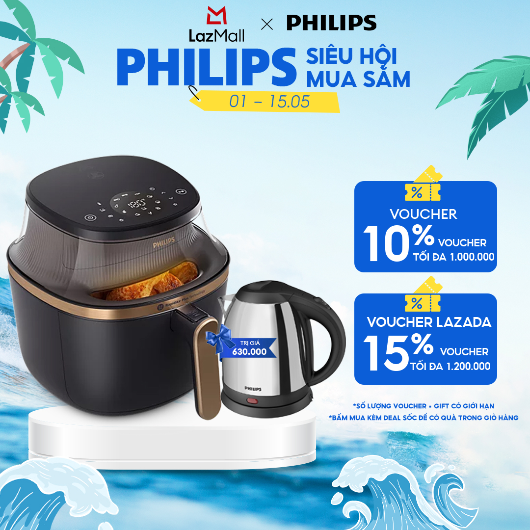 Nồi Chiên Không Dầu Philips NA342/00 cảm ứng 16 trong 1|7.2L|RapidAir Plus Mới, Giòn hơn - Hàng Chính Hãng