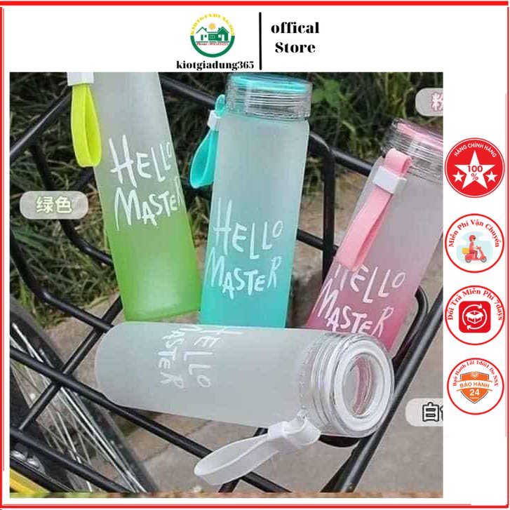 Xả lỗ bình nước thủy tinh hello master 400ml