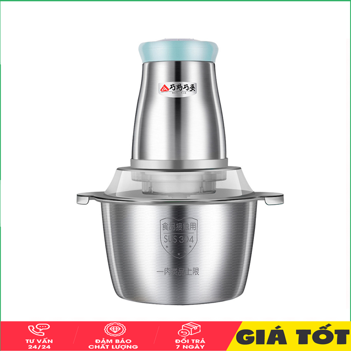 Máy Xay Thịt Cối Inox 304, Máy xay thịt đa năng,Máy xay thực phẩm,Máy xay sinh tố lưỡi dao kép, hiện đại, tiện dụng