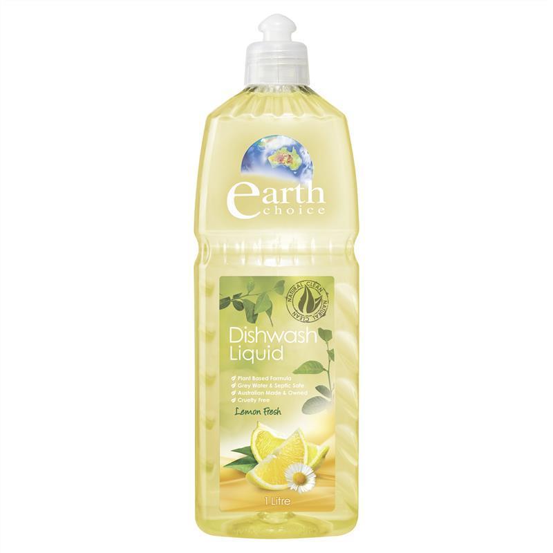 Nước rửa chén, nước rửa bát gốc thực vật Earth Choice 1 Lít không khô da tay, hương chanh, sản xuất tại Úc