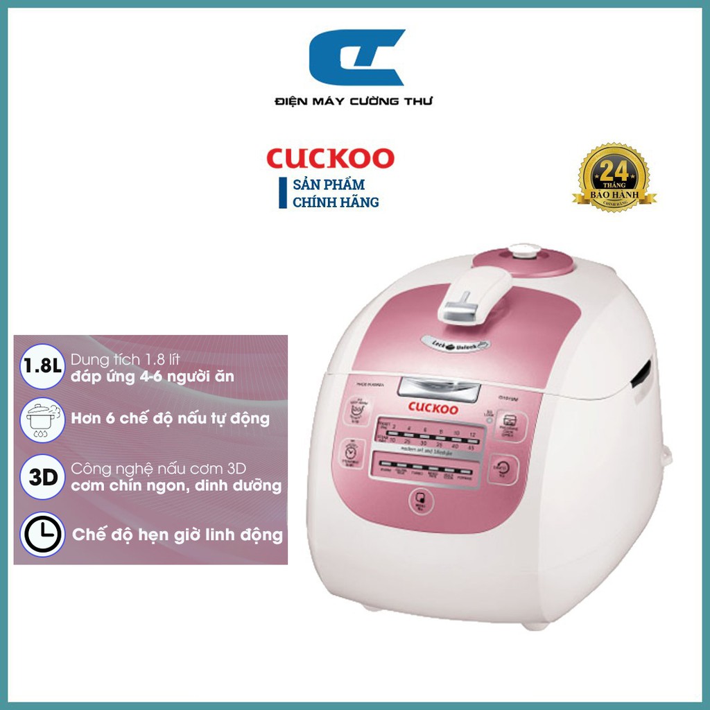 Nồi áp suất điện tử Cuckoo - Nồi Cơm Điện cuckoo 1.8L màu hồng CRP-G1015M-P