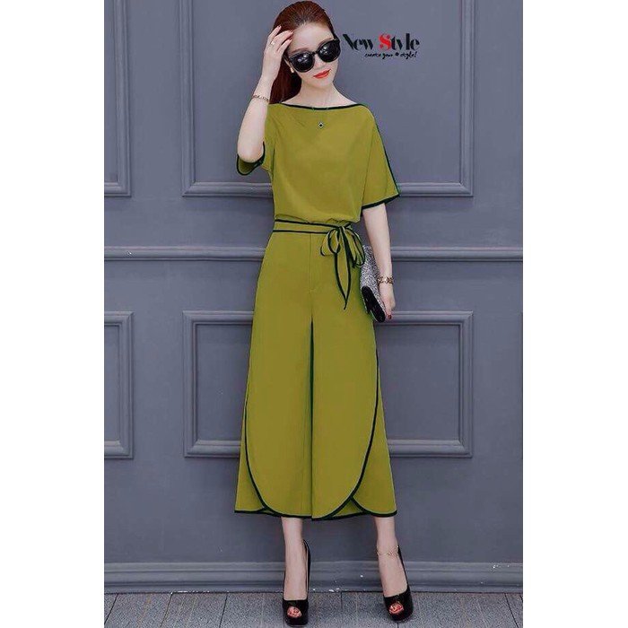 Set bộ ống rộng loe bông cột eo sành điệu
