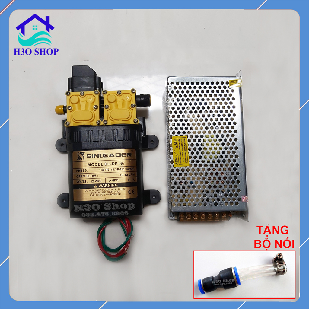 Bộ bơm tăng áp mini SINLEADER kèm nguồn 12V/10A - Hàng cao cấp chính Hãng - Dùng tưới lan, phun sương, rửa xe - bơm đôi Sinleader, bơm tăng áp, bộ đổi nguồn