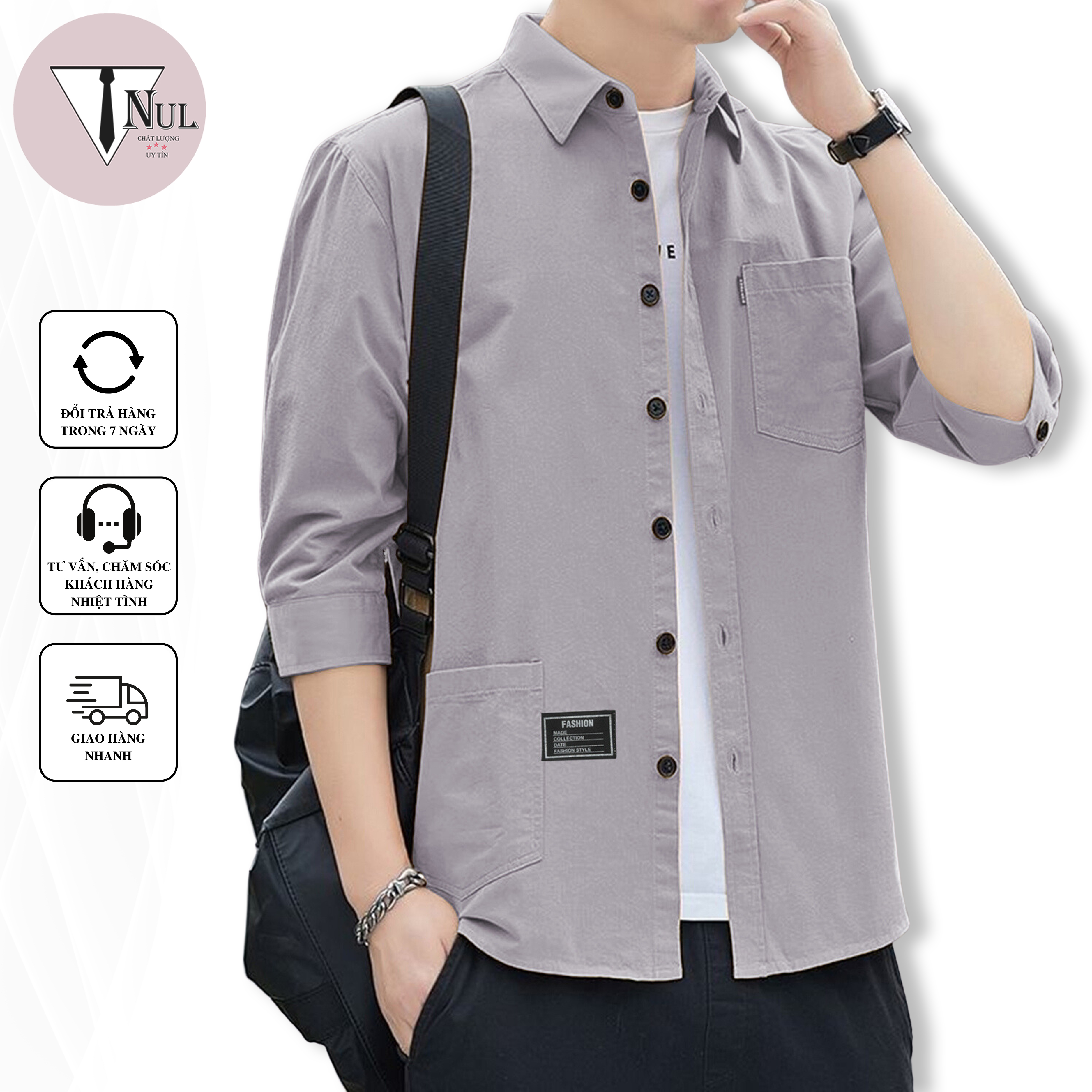 Áo sơ mi nam, áo sơ mi đũi 2 túi lửng tay, chất đũi mềm mịn ít nhăn, dáng áo trẻ mặc là đẹp