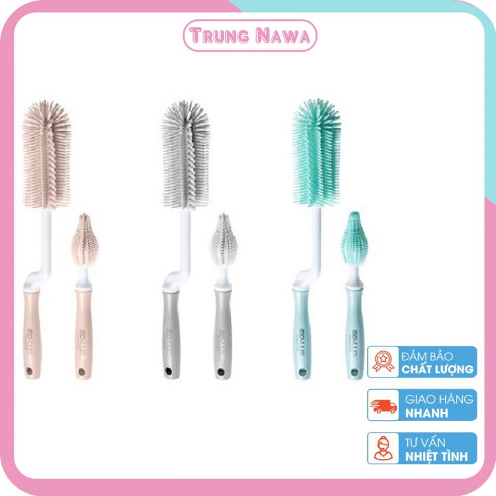 Set cọ rửa bình và núm ti silicon moyuum hàn quốc hãng moyumm siêu tiện lợi