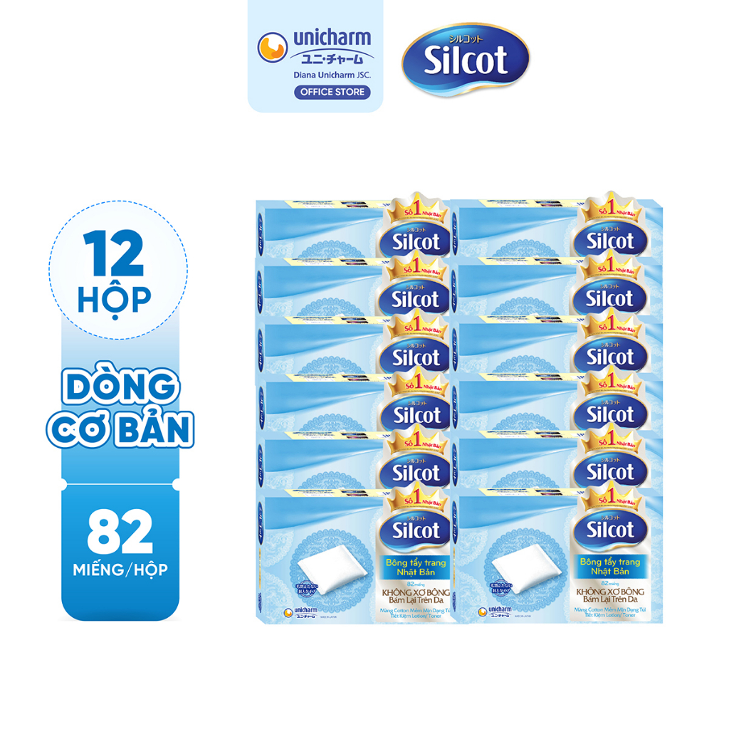 Combo 12 Hộp Bông tẩy trang Silcot cơ bản 82 miếng/hộp