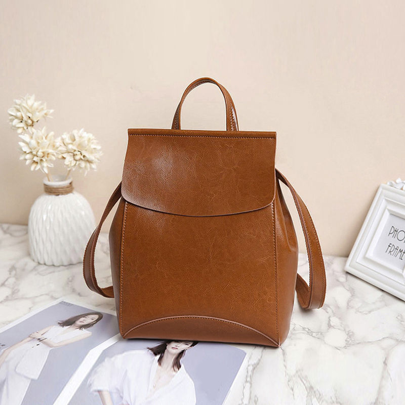 (Ảnh thật) Balo da bò, Balo kiêm túi đeo chéo tiện lợi cỡ lớn vừa A4 cho phụ nữ đi học, đi làm, đi chơi HAD117