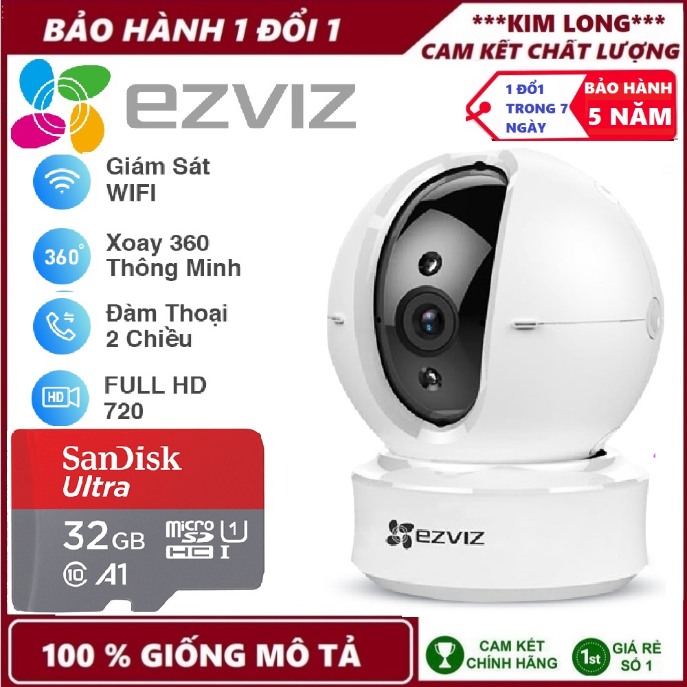 TẶNG  THẺ NHỚ YOOSEE 32 GB -Camera IP Wifi Xoay Thông Minh EZVIZ CS-CV246 (NEW-1080P), có cảnh báo chuyển động, âm thanh đàm thoại 2 chiề