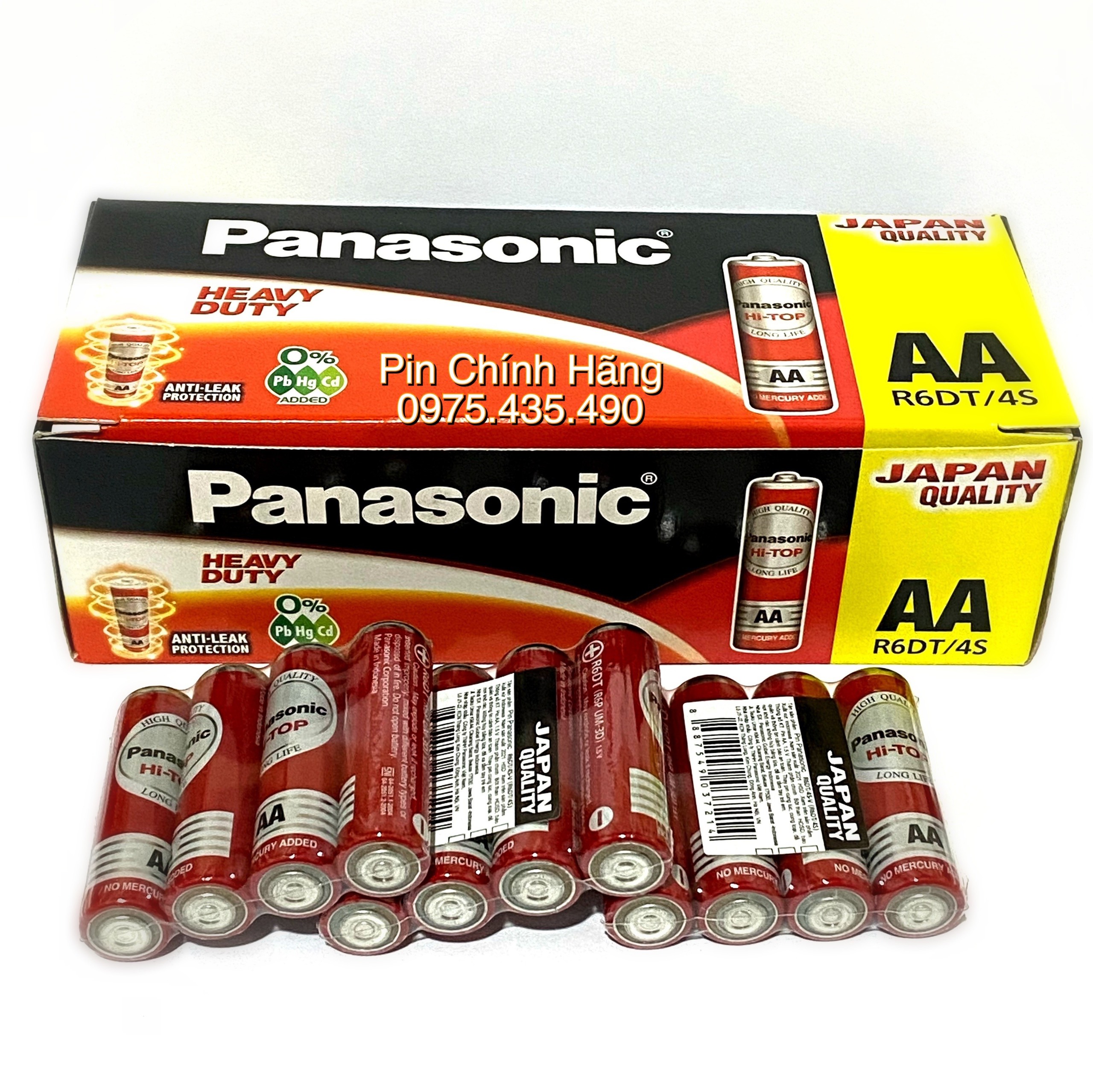 Hộp 60 viên pin aa panasonic hi-top r6dt/4s chính hãng vỉ 4 viên