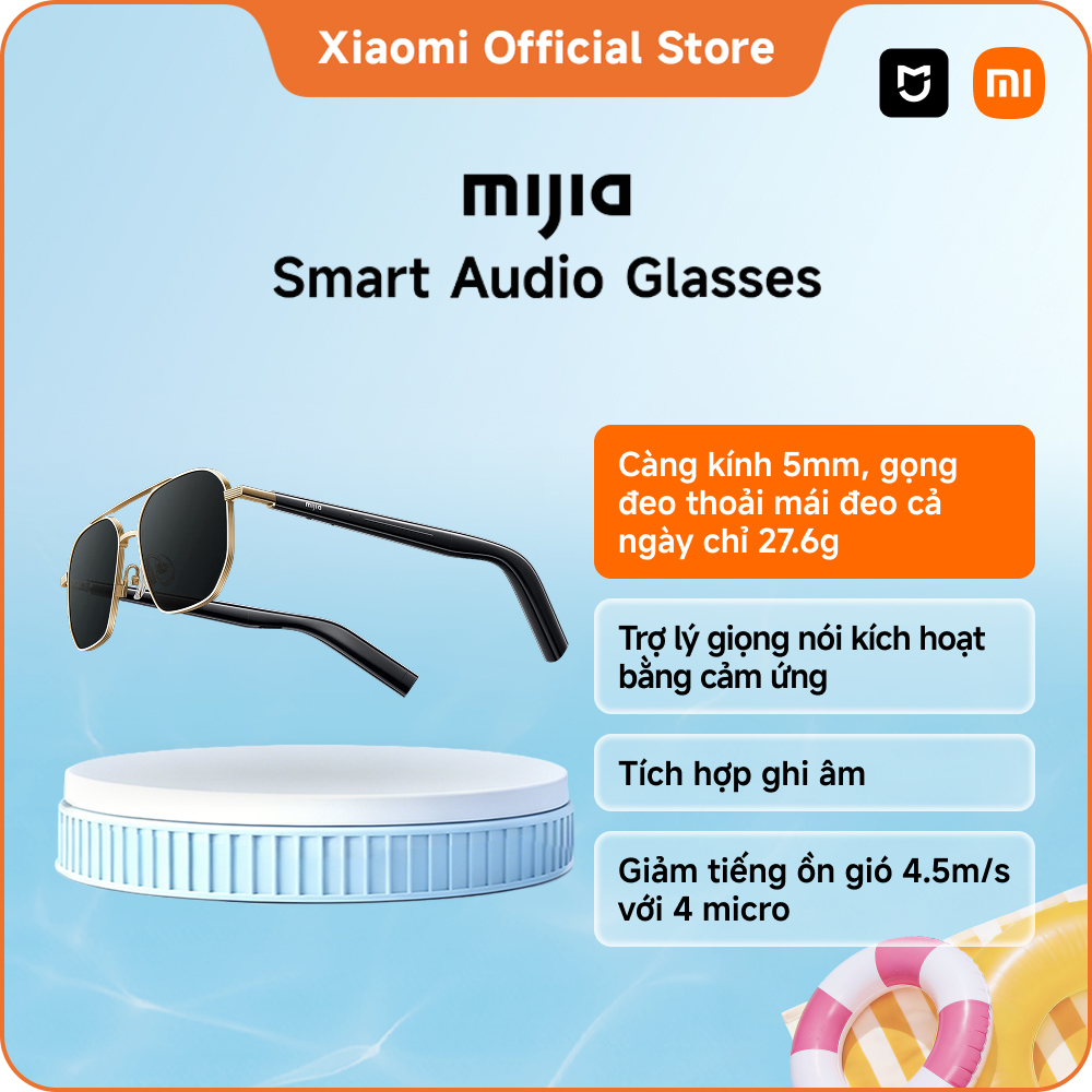 Mắt Kính Mijia Audio Thông Minh, kết hợp tai nghe Bluetooth, Ghi âm, Trợ lý ảo IOS/Android, Kết nối hai thiết bị, Chống nước IP54