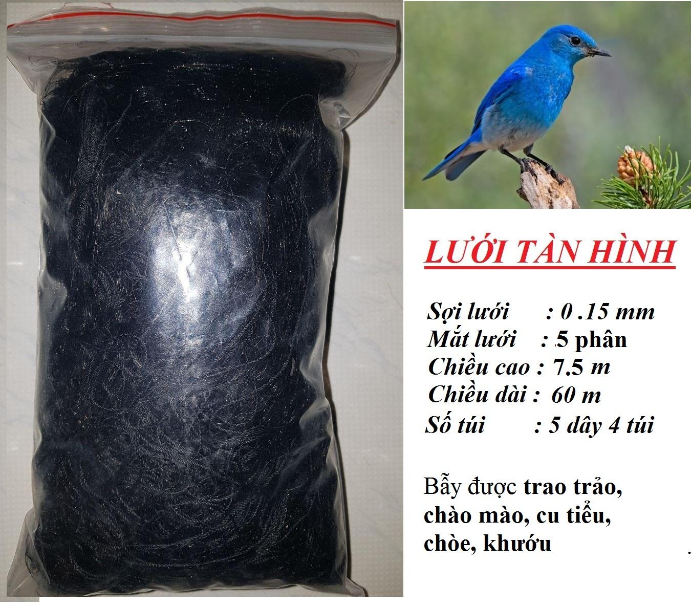 60m Lưới 5 Phân Bẫy Chim trao trảo, chào mào, cu tiểu, chòe, khướu
