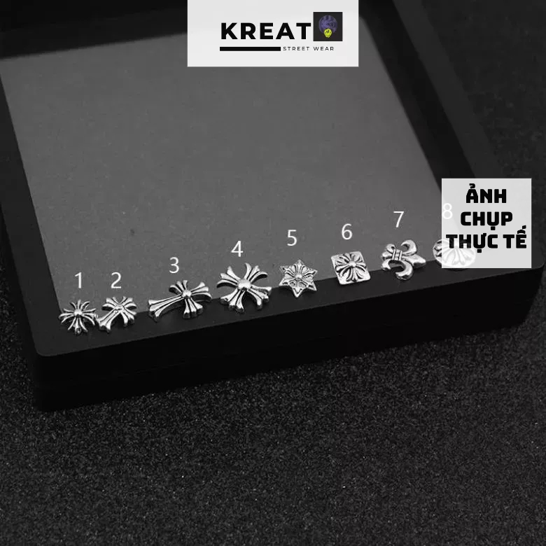 Khuyên tai chrome heart bạc S925 không gỉ thời trang đẹp hiphop nam và nữ,bông tai chorme heart bạc nam .