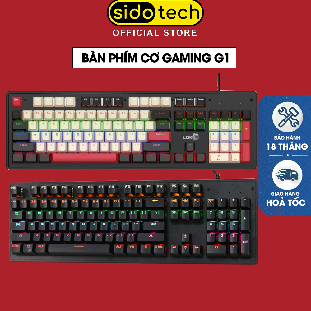 Bàn phím cơ máy tính gaming SIDOTECH TERMINATO G1 với brown switch tránh ồn đèn led RGB sặc sỡ full size 104 key hành trình phím vừa tay giúp chơi game làm việc thoải mái laptop PC - Hàng chính hãng