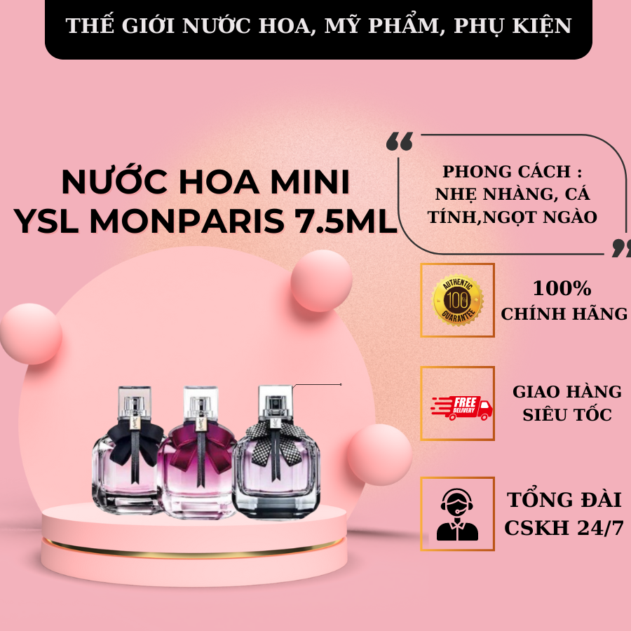 [Hàng hiếm] Nước hoa mini Mon Paris full 3 màu- 7.5ml