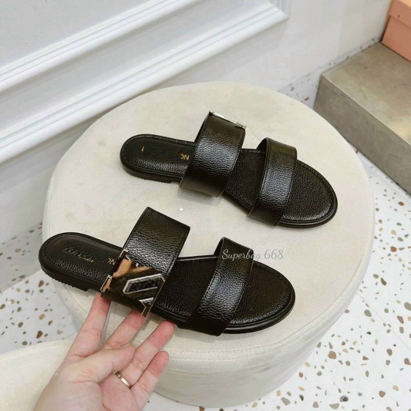Dép nữ 2 quai da mềm chữ lờ ơ lơ huyền lờ, vờ ê vê hottrend siêu bền lm 412