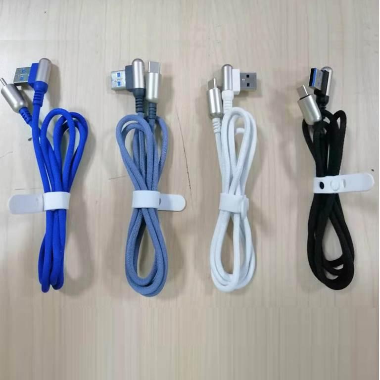 Cáp sạc TypeC dây vải chân USB vuông góc 90 độ