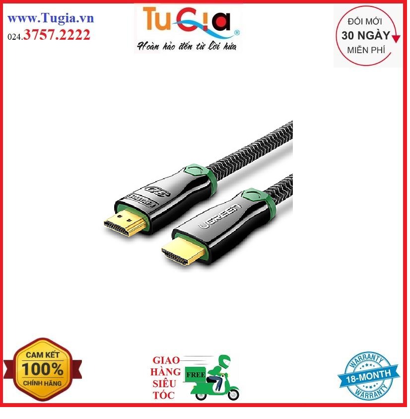 Cáp hdmi 10.2gbps 19+1 đồng đầu hợp kim dài 2m ugreen hd126 10292 - hàng chính hãng