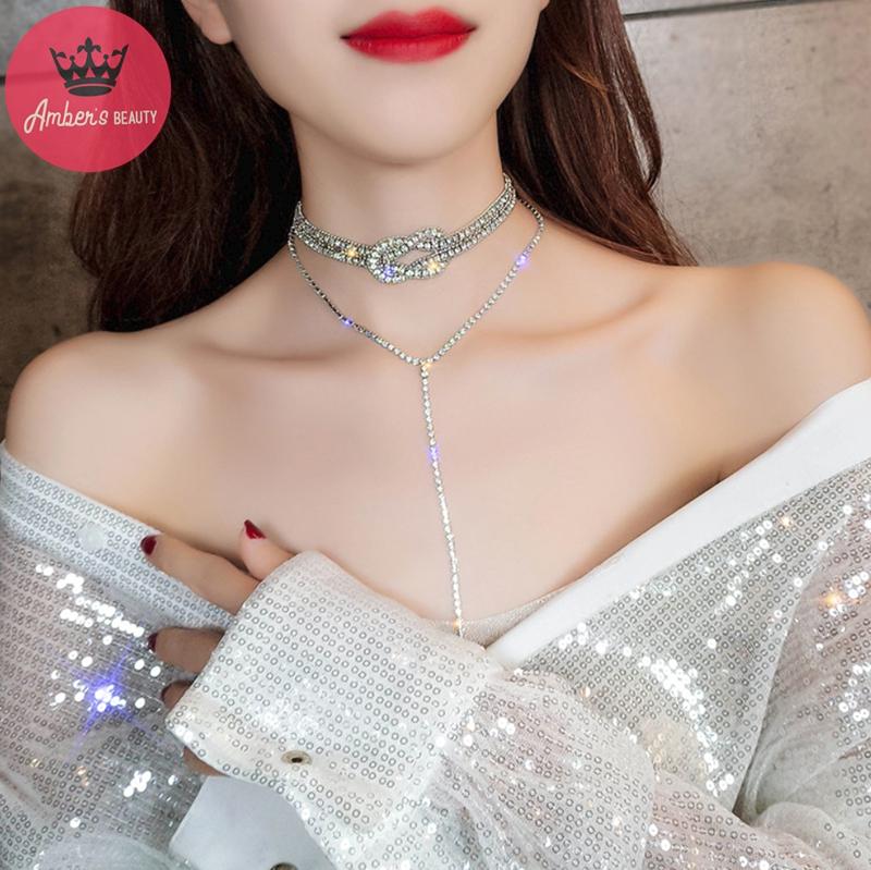 Vòng cổ dây chuyền choker nữ đính đá lấp lánh j0229