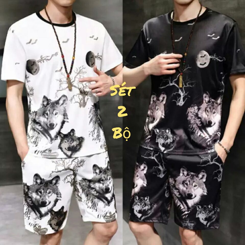 Sét 2 bộ quần áo in hình chó sói