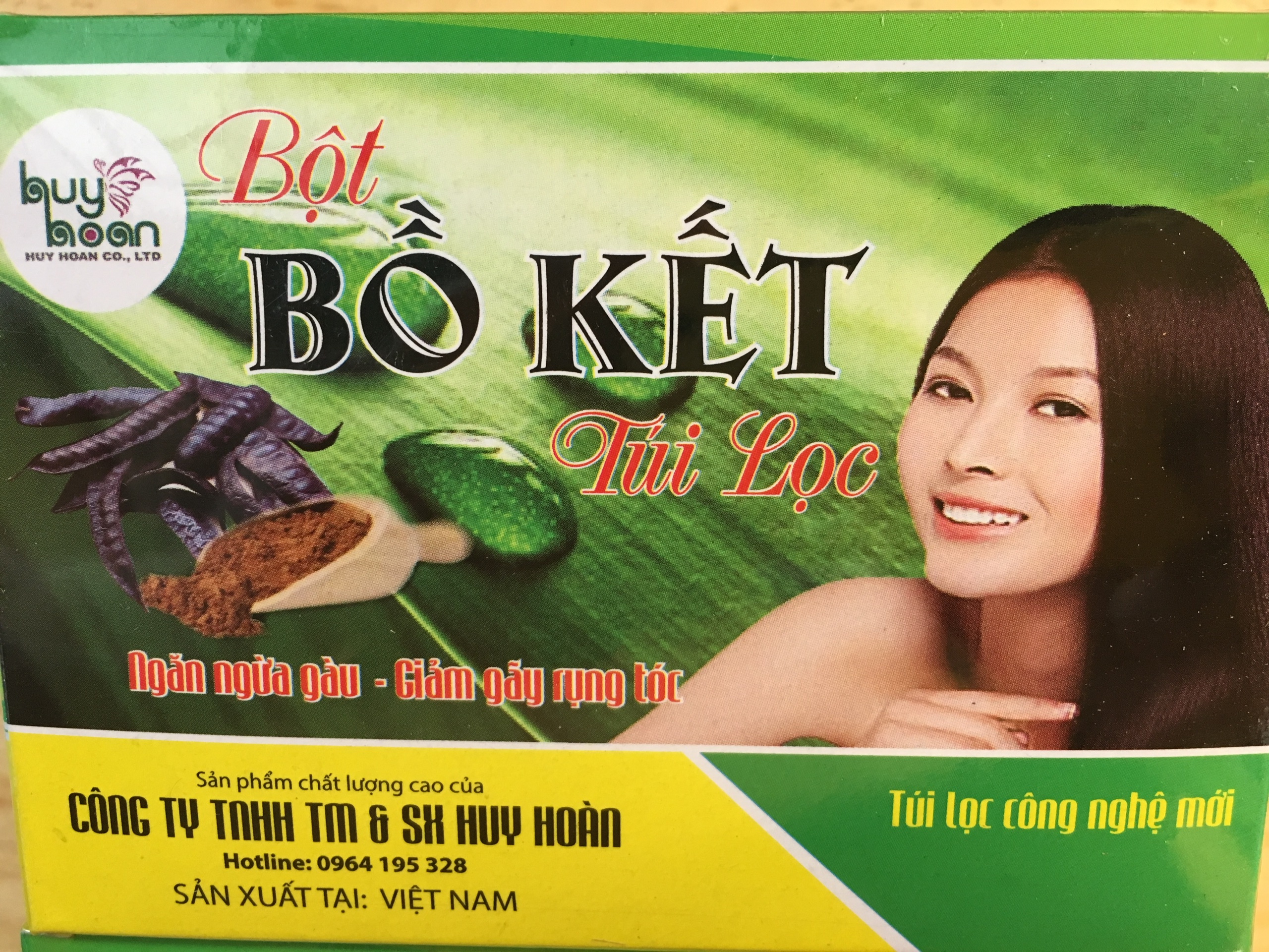 Bột bồ kết túi lọc - Thảo dược gội đầu bồ kết- Dầu gội bồ kết - Hộp 10 túi x 10g