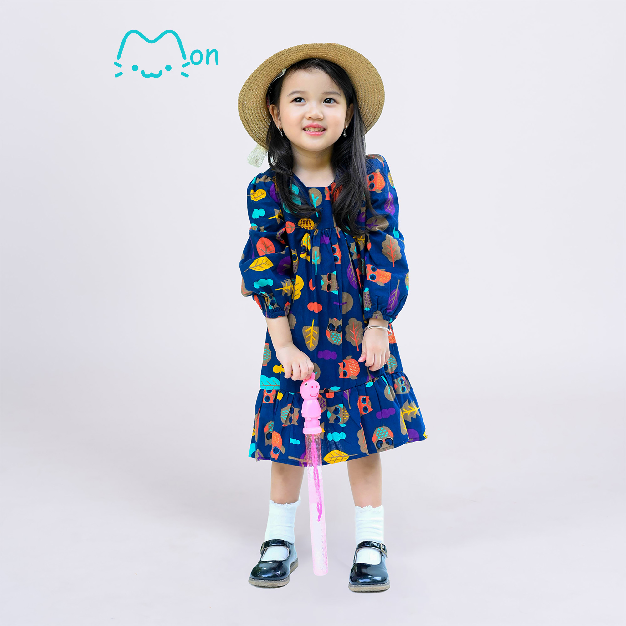 Váy bé gái, vay babydoll bé gái dáng dài, chất cotton nhẹ mát cho bé gái 2,3,4,5,6,7,8,9,10,11,12tuổi monbabies vl09